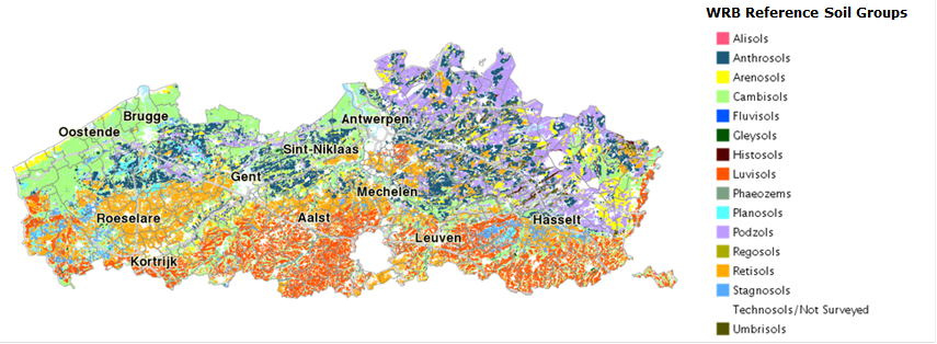 DOV-verkenner met bodemkaart volgens World Reference Base