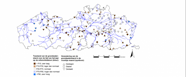 Grondwaterstandsveranderingen en relatieve situering van de grondwaterstand op de referentiedatum (2020-04-05) van dit rapport